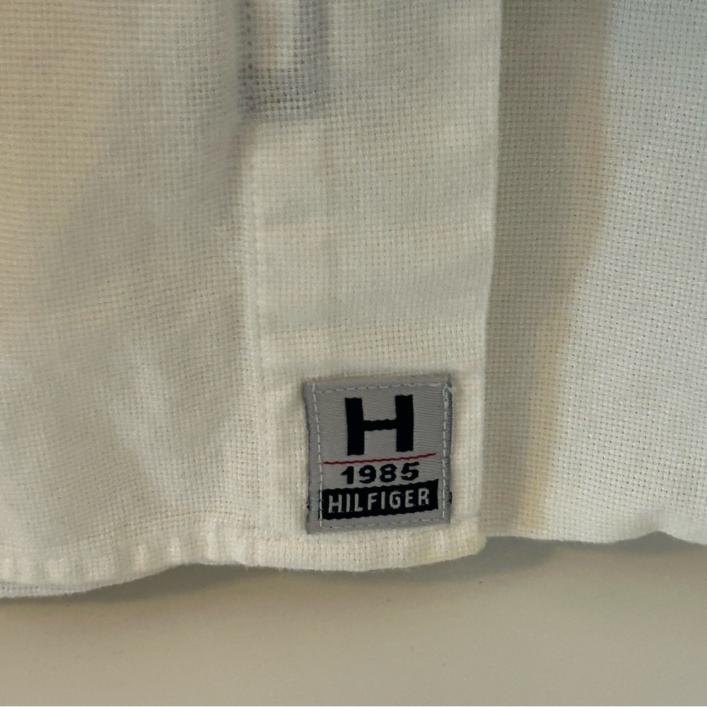 Tommy Hilfiger men VINTAGE long sleeve white cream sport safari shirt size Large - Picture 3 of 11